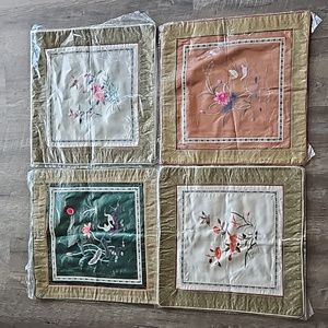 NOWT. VINTAGE 100% SILK SET OF 4 PILLOWCASE.